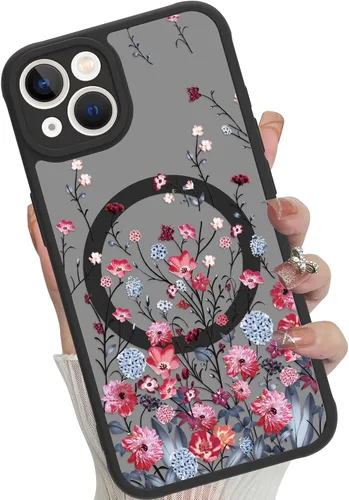 Vista 69 de Funda magnética para iPhone 17 Pro [compatible con MagSafe], bonita funda de moda con estampado de leopardo negro, translúcida, mate, parte trasera