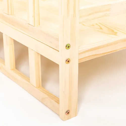 Vista 8 de Cama elevada de madera para mascotas con rieles, marco de cama de madera maciza para gatos, uso en interiores, grande, 37.8 x 22.1 pulgadas