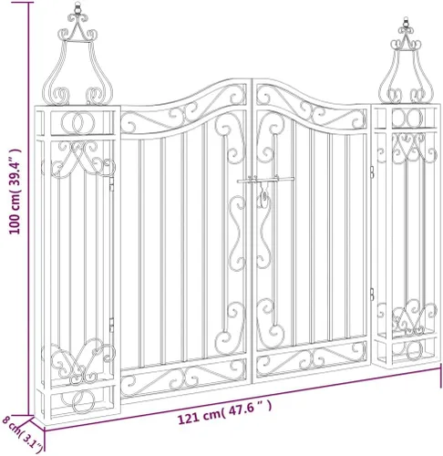 Vista 3 de vidaXL Puerta de jardín negra 47.6"x3.1"x39.4" hierro forjado