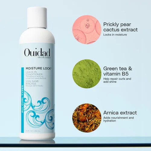 Vista 3 de Ouidad Moisture Lock - Acondicionador sin enjuague para cabello rizado, acondicionador hidratante y desenredante 2 en 1 acondicionador e prebase