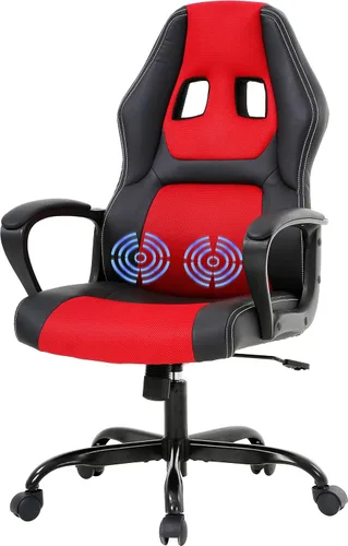 Vista 8 de HHS Silla reclinable de oficina para adultos, respaldo alto, de cuero, escritorio, juegos, carreras, ejecutiva, ergonómica, ajustable, giratoria