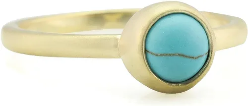 Vista 5 de Turquoise Bezel Ring - 14k Gold - Elegant December Birthstone Bridal Ring - Simple Stackable Design