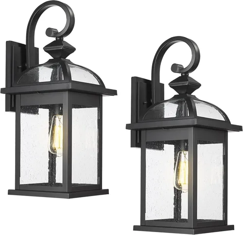 Vista 9 de Darkaway Accesorios de iluminación exterior para montaje en pared, aplique de pared al aire libre con vidrio sembrado, impermeable, accesorio