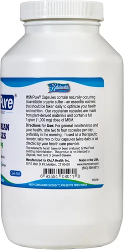 Vista 3 de KALA HEALTH MSMPure MSM Cápsulas 250 unidades y MSM Gel con Aloe Orgánico 8oz Bundle