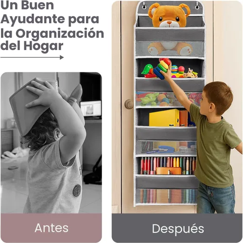 Vista 4 de Organizadores de cocina y almacenamiento con 4 bolsillos laterales de malla, capacidad de peso de 44 libras para colgar detrás de la puerta