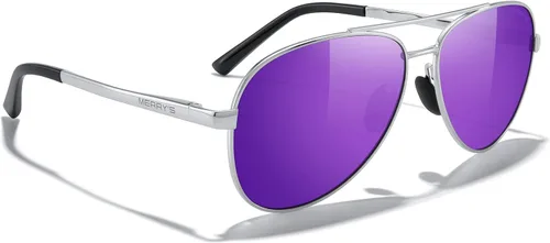 Vista 6 de MERRY'S Lentes de sol de aviador para hombres y mujeres, lentes polarizados para conducir, lentes espejados, protección UV 400, 2.283 in