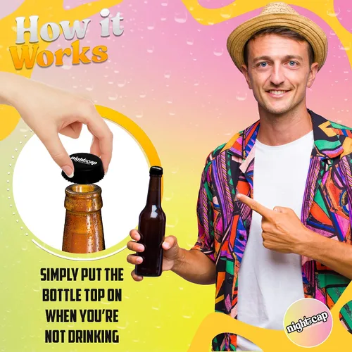 Vista 6 de NightCap Funda de bebida para botellas, cubierta de silicona para botellas de cerveza y protector de tapa de botella, tapa de seguridad