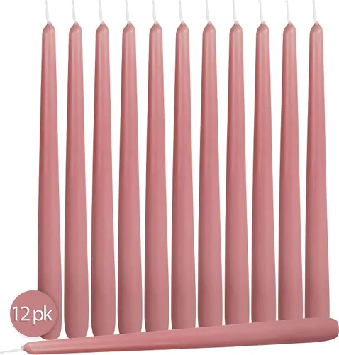 Vista 2 de Hyoola Paquete de 12 velas altas cónicas – 10 pulgadas, sin goteo, sin perfume, cera de parafina con mechas de algodón, 8 horas de tiempo