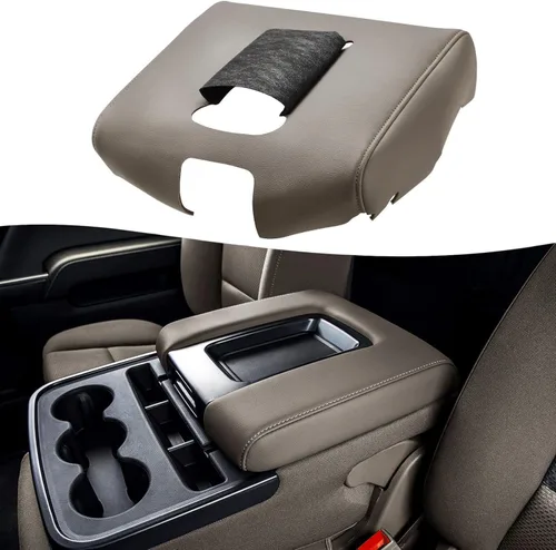 Vista 12 de KBH Funda de reemplazo para consola central de auto para Chevy Chevrolet Silverado y GMC Sierra 1500 2500 3500 2014-2018, funda de reposabrazos
