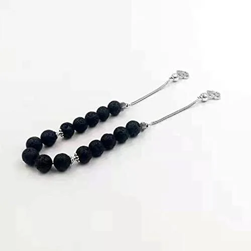 Vista 3 de Pulsera Tasbih con cuentas de lava turca de piedra volcánica natural cuentas de 0315in