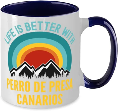 Vista 2 de Hogue WS LLC Life Is Better With Perro De Presa Canario - Taza de café de dos tonos, 11 onzas, color azul