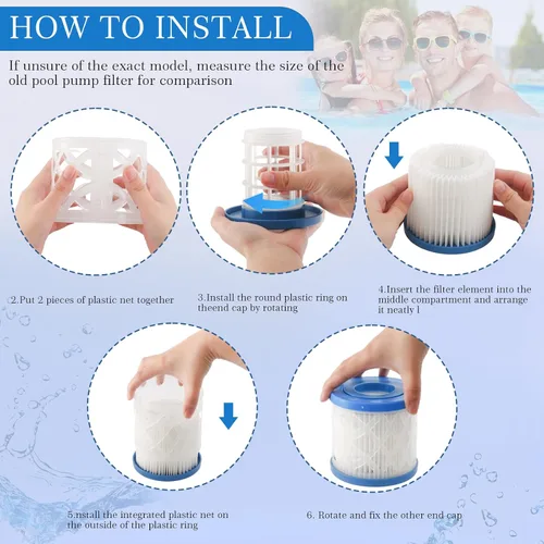 Vista 4 de Paquete de 4 cartuchos de repuesto de filtro de spa y bañera de hidromasaje tipo VI para Lay-Z-Spa, Coleman SaluSpa 90352E 58323 90427E, cartucho