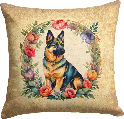 Vista 91 de Caroline's Treasures DAC2072PW1414 Affenpinscher and Flowers - Almohada decorativa de tela, lavable a máquina, para interiores y exteriores