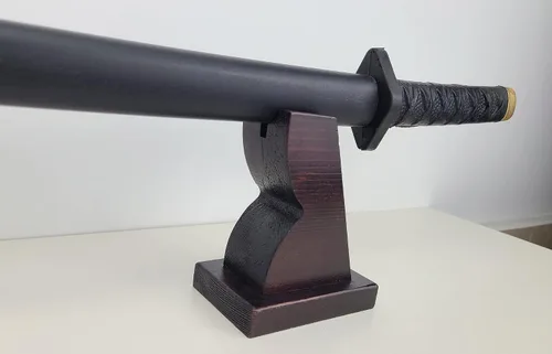 Vista 5 de NANGOPOP Soporte para espada Katana de madera, soporte de espada samurái japonesa decente, estante de madera para cuchillo, daga en casa u oficina