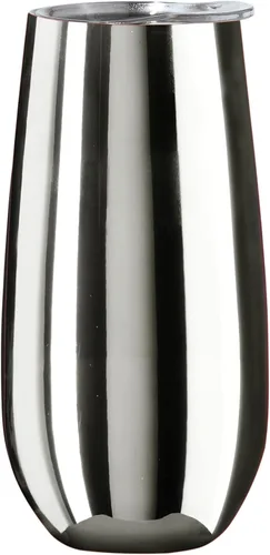 Vista 23 de OGGI Thermo Flute 'Celebrate Collection' - Vaso de copa de champán con aislamiento de acero inoxidable, grano de madera, 6 onzas, con tapa