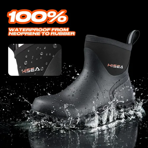 Vista 3 de HISEA Botas de goma para hombre, botas de lluvia impermeables para exteriores, para césped y jardín