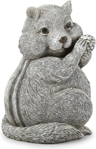 Vista 5 de Roman Jardín - Estatua de ardilla, 8.75 pulgadas de alto, colección Pudgy Pals, resina y dolomita, decorativo, regalo de jardín, decoración