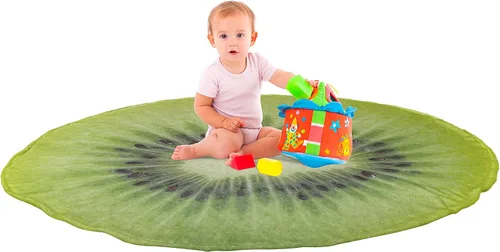 Vista 2 de Ambesonne Manta redonda Kiwi, Half of an Exotic Fruit with The Seeds Summer Season Tropical Vitamin, ligera funda para sofá y cama, regalos Verde