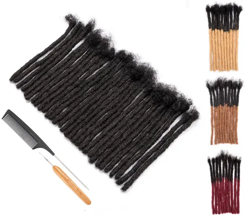 Vista 36 de DAIXI 0.2cm y 0.4cm y 0.6cm y 0.8cm de grosor 4-18 pulgadas 10 hebras extensiones de rastas de cabello humano 100% real para hombres/mujeres
