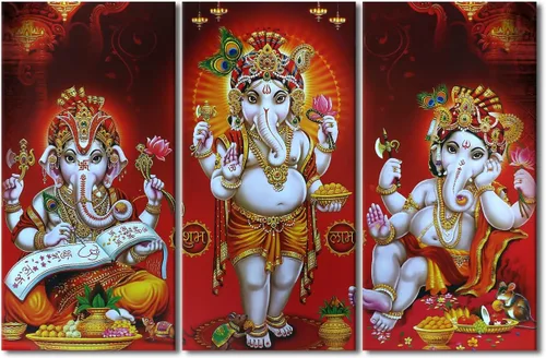 Vista 69 de TUMOVO Arte de pared de Dios hindú para sala de estar, lienzo de Ganesha, arte de pared de escultura de elefante, cuadros modernos, arte