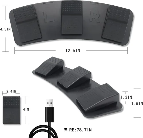 Vista 2 de Pedal de pie PC Interruptor de pie Triple Teclado programable Tecla de acceso rápido modificada para requisitos particulares Videojuego Oficina