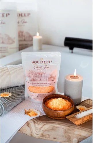 Vista 4 de 306 sales de baño de aguas muertas profundas minerales espumantes – Mineral grueso naranja del mar muerto para remojar con aceites esenciales