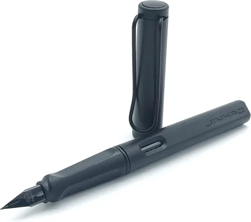 Vista 6 de GOLD LEAF Jinhao 599 Alstar Designer Matt Black Pluma estilográfica, escritura suave 0.020 in punta fina pluma estilográfica para estudiante