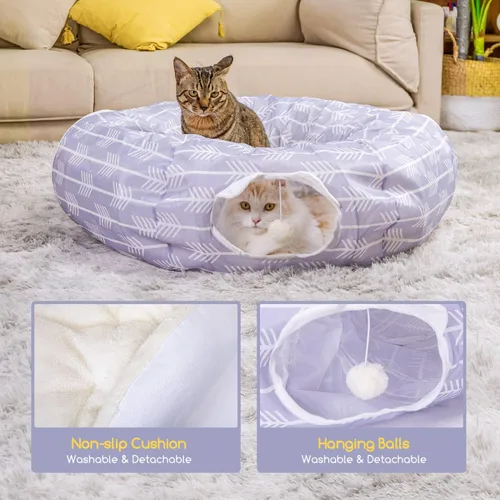 Vista 5 de Nobleza Cama de túnel para gatos, plegable y lavable, juguete de tienda de campaña para descansar en interiores, tubo ligero para ventilar el gatito