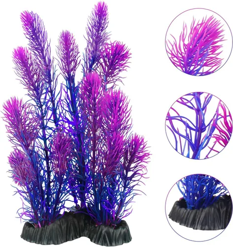 Vista 2 de MyLifeUNIT Plantas artificiales de acuario, plantas de plástico para peceras para decoraciones de acuarios, paquete de 7 (estilo B)