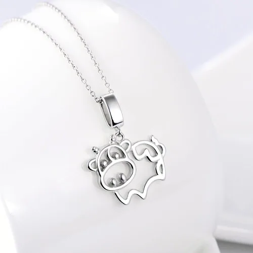 Vista 3 de DAOCHONG Collar con colgante de animal en corazón de plata esterlina S925 de 18 pulgadas