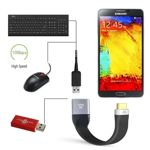 Vista 6 de CY USB 3.1 tipo C macho host a USB3.0 tipo AF OTG Flat Slim FPC cable de datos 5.1 in para teléfono portátil