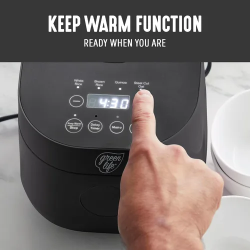 Vista 9 de GreenLife Arrocera digital, 2 tazas sin cocinar/4 tazas cocidas, olla de cerámica antiadherente extraíble sin PFAS, preajustes de un solo toque