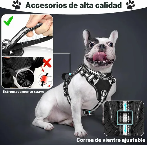 Vista 2 de WINSEE Juego de arnés para mascotas, collar y correa, arnés reflectante todo en uno para perro, sin tirones, con hebillas ajustables para cachorros