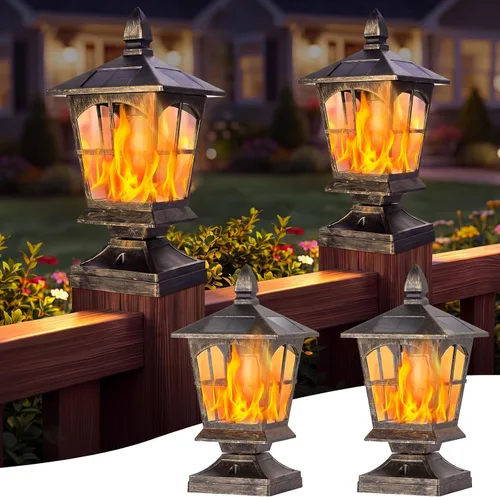 Vista 10 de Brightever 4x4 Post Solar Lights with Warm White Edison Bulb, 1 Pack Black Negro