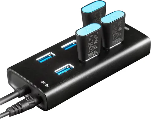 Vista 2 de Rebuff Reality Hub USB 3.0, concentrador USB de datos de 7 puertos con un puerto de carga inteligente, cable de extensión USB de 31.5 pulgadas