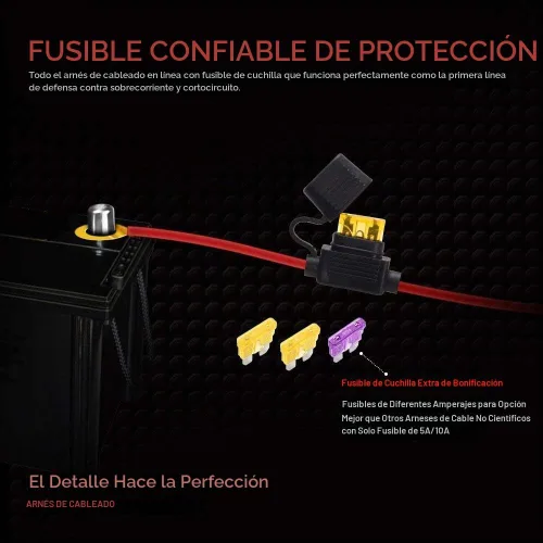 Vista 8 de Mictuning - Kit de arnés para barra de luz, relé de fusibles e interruptor impermeable.