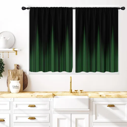 Vista 22 de Coxila Cortinas 100% opacas en negro y beige de 42 x 63 pulgadas, cortinas góticas degradadas con aislamiento térmico para dormitorio