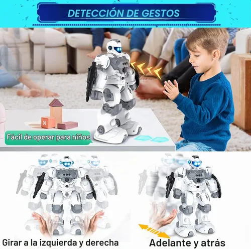 Vista 2 de VAV Juguetes para niños de 6 a 10 años, robot recargable de control remoto, robot RC programable inteligente con detección de gestos de 2.4 GHz