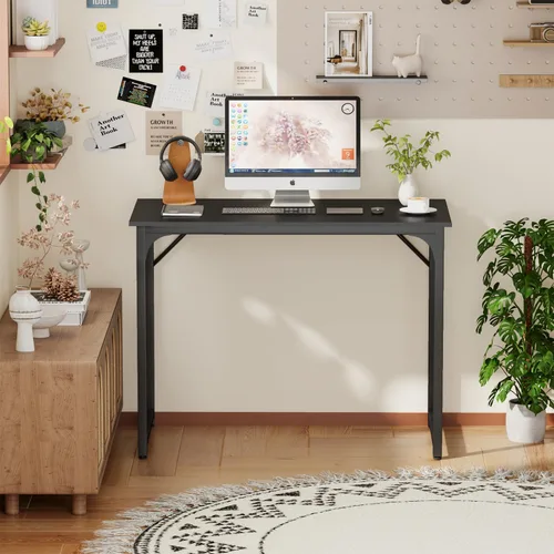 Vista 4 de Dopinmin Escritorio para computadora de 39.4 pulgadas, escritorio de oficina en casa, escritorio de trabajo moderno, escritorio de escritura