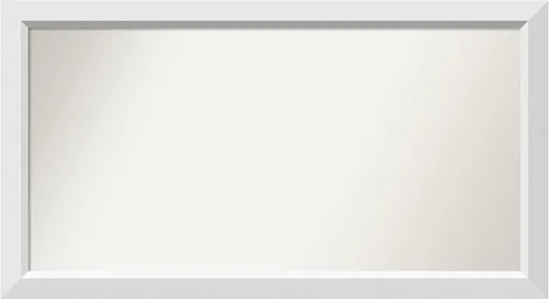 Vista 358 de Amanti Art Espejo de baño blanco para sobre el fregadero, 24 x 26 pulgadas, espejo rectangular blanco y blanco, marco de madera contemporáneo