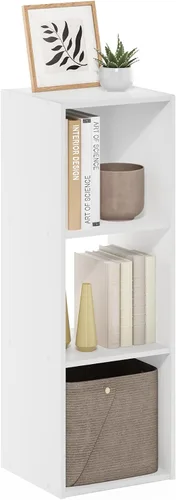 Vista 15 de Furinno PELLI - Estantería de 2 cubos con cubos abiertos y cerrados, armario organizador de almacenamiento de 2 x 1, 12.2 x 11.6 x 24.2, para sala