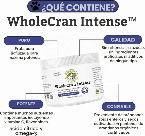 Vista 3 de Suplemento orgánico de arándano para perros y gatos, 60 cucharadas