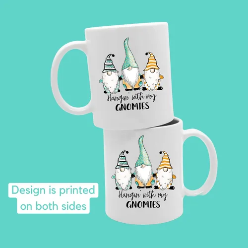 Vista 3 de Divertida taza de cerámica de gnomo, taza de café Hangin with my Gnomies, regalos para adultos, taza de café, día de San Valentín, cumpleaños