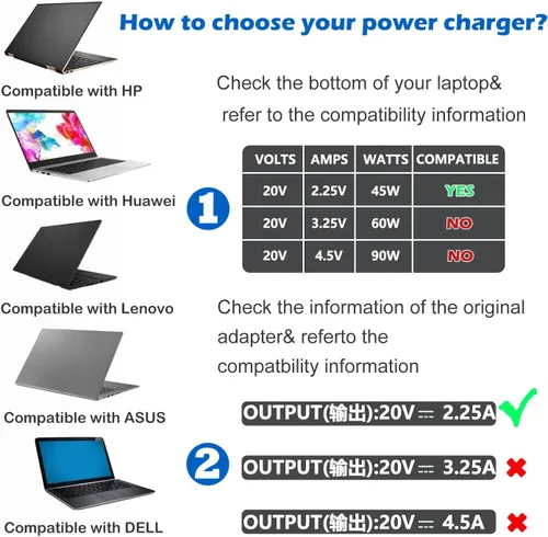 Vista 6 de Reemplazo del cargador para laptop de 65 W para HP