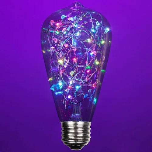 Vista 24 de Wintergreen Lighting LEDimagine - Bombilla de cadena de hadas, colgante de globo LED, bombilla ST64 con base E26 (dorado)