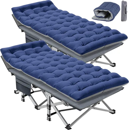 Vista 22 de Slsy Catre de camping plegable para adultos con almohadilla, catres de dormir portátiles acolchados, cama de campamento con bolsa de transporte
