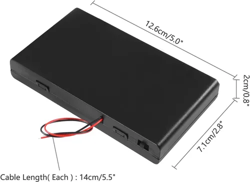 Vista 3 de Aobao 5 unids 8 x 12 V AA batería titular caja caja con interruptor de encendido/apagado y cables cubierta de alambre