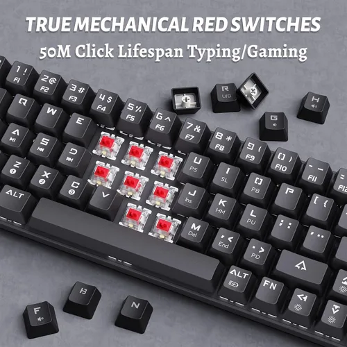 Vista 4 de DIERYA DK63N Teclado mecánico 60 inalámbrico con cable con teclas de flecha teclado para juegos Bluetooth 51 programable retroiluminación RGB real