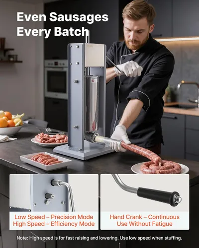 Vista 2 de VEVOR Relleno manual de salchichas, relleno vertical de carne de 11 libras / 5 L, máquina de rellenar de carne con carcasa de salchichas resistente