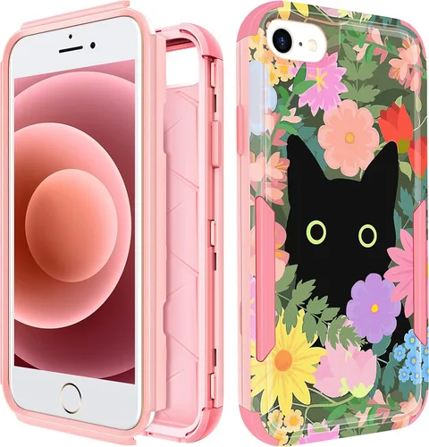 Vista 105 de Funda para iPhone SE 2020/2022/3ª generación, para iPhone 8/7, funda protectora resistente con diseño de flor linda para mujeres, hombres, niñas